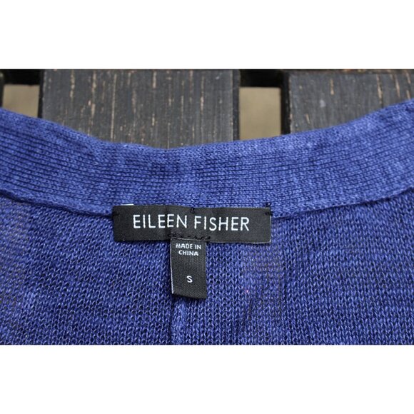 Eileen Fisher - Long Line Cardigan in Fine Linen - Ultima Blue - Oversize Sml - Picture 3 of 9